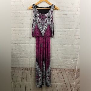 Maxi Dress Womens Size Medium Purple Contemporary Bohemian Sleeveless Scoop Neck